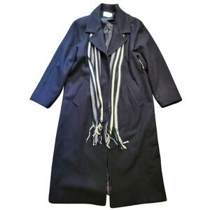 NWT Vintage Worthington Coat Women's 16 Black Wool Long Pea Coat Warm Winter